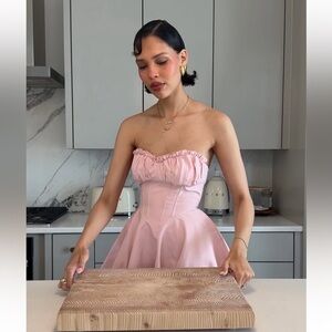 NWT LEAU Genoa Corset Pink Flare Mini Dress Size XS